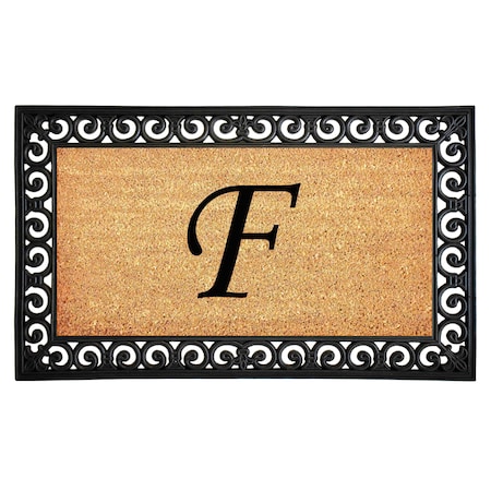 Monogram Door Mat, Black, Natural, 18 in W x 30 in L